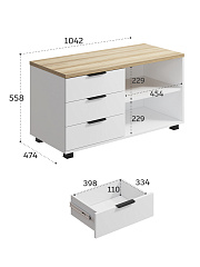 Тумба Скайлайт СЛ-13К (ящики слева) блэквуд ячменный/белый/меренга