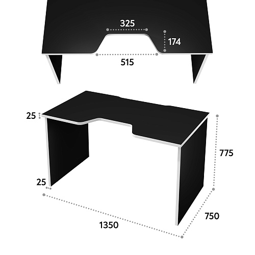 Геймерский стол С-240 черный/белый