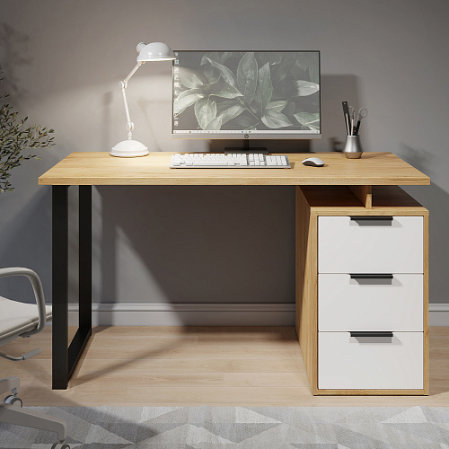 Стол С-406 дуб крафт золотой/меренга (1350*600)