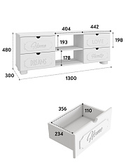 Тумба для ТВ ДримСтар ДС-15 белое дерево