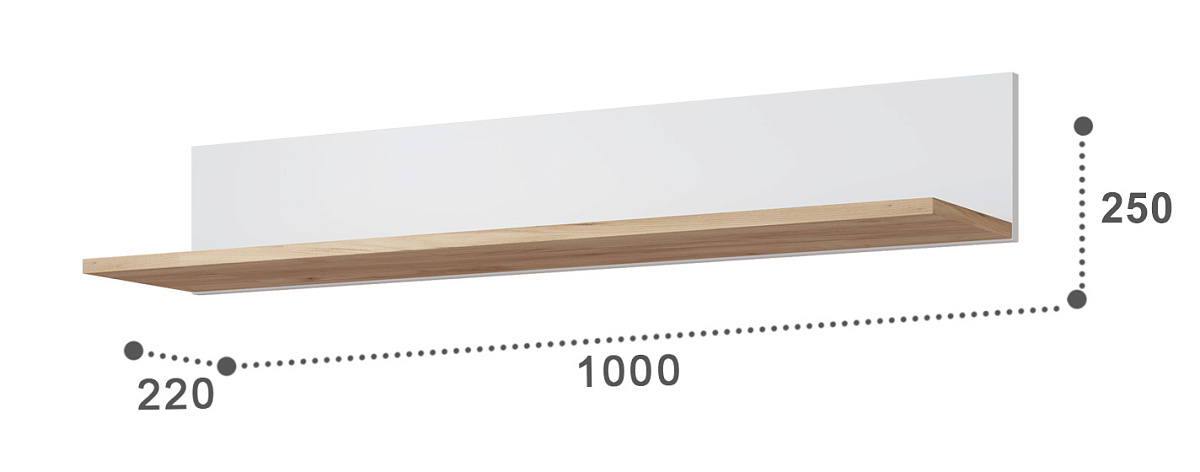 Полка Эмилия ЭЛ-10 дуб крафт золотой/меренга