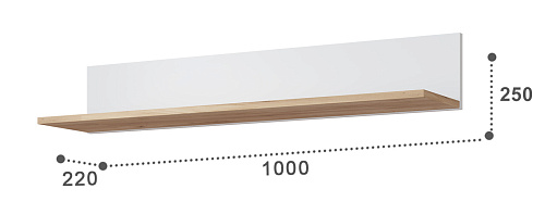Полка Эмилия ЭЛ-10 дуб крафт золотой/меренга
