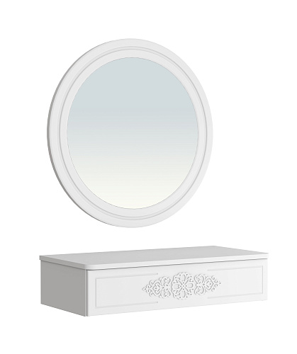 Комплект тумба подвесная с зеркалом АС-69-МБ-42 белое дерево