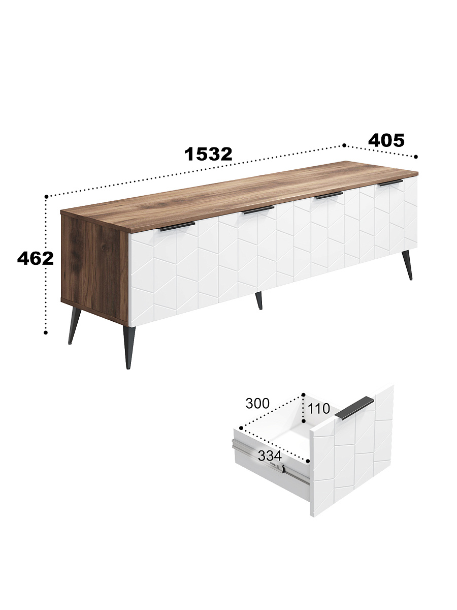 Тумба ТВ Контемпо КТ-05 дуб барокко янтарный/бланж
