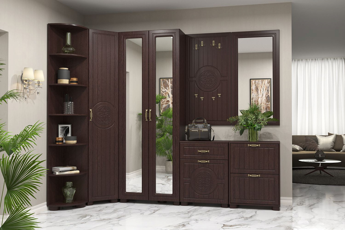 Шкаф с зеркалом «Монблан» МБ-21К венге/орех шоколадный