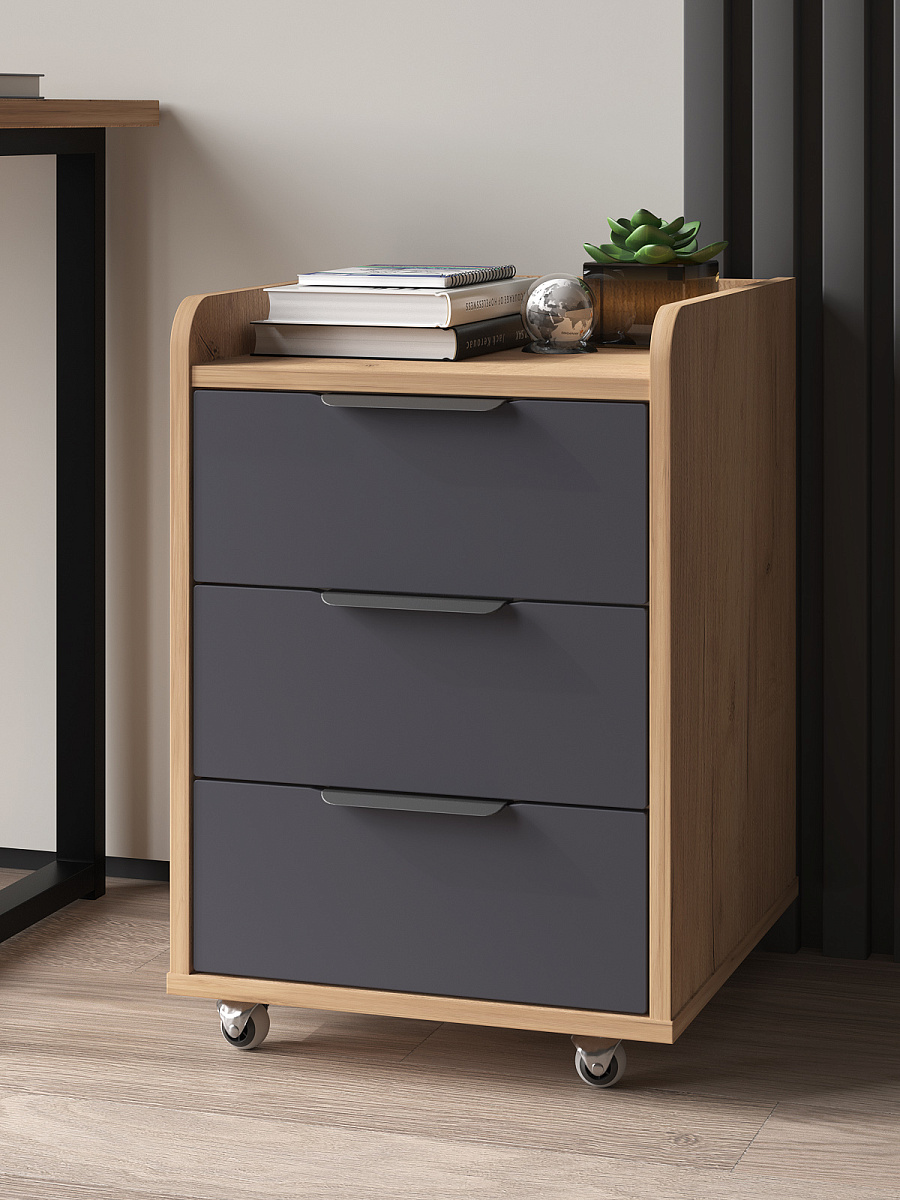 Тумба мобильная К-56 дуб крафт золотой/графит