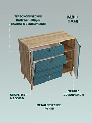 Комод Велламо ВО-11 блэквуд ячменный/морская волна