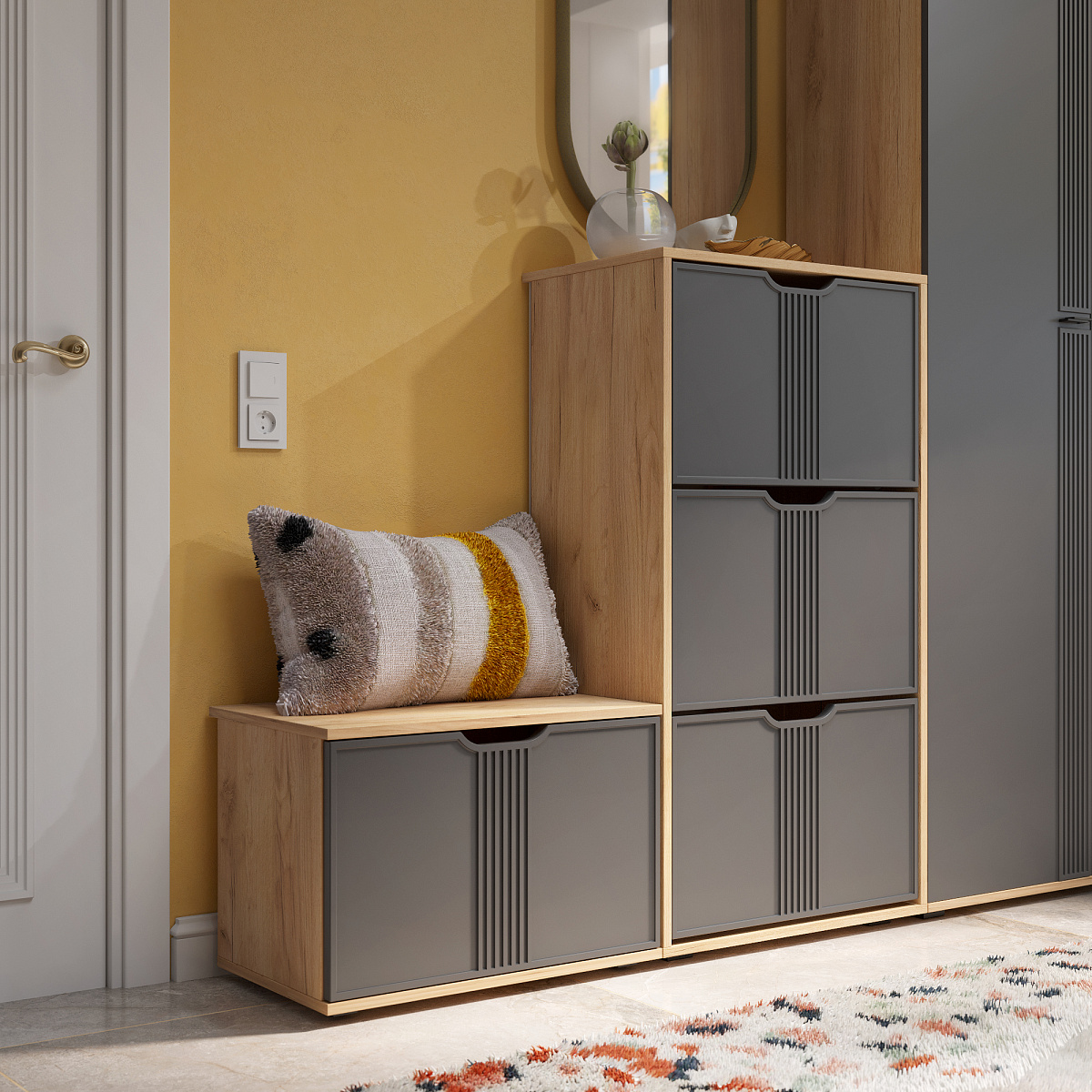 Тумба Эмилия ЭЛ-43 дуб крафт золотой/графит 