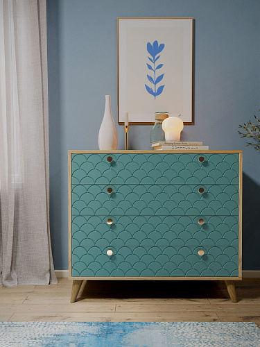 Комод Велламо ВО-12 блэквуд ячменный/бирюза