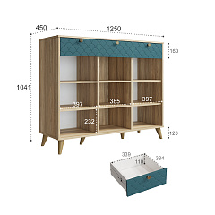 Тумба Велламо ВО-05 блэквуд ячменный/морская волна