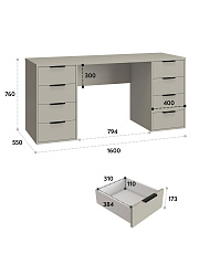 Стол С-403 (1600х550) глиняный серый/риолит