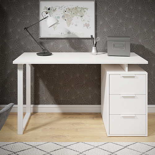 Стол С-416 белый структурный/меренга (1350*600 белая опора)