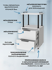 Тумба комбинированная К-32 белый структурный/меренга