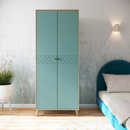 Шкаф Велламо ВО-06 блэквуд ячменный/бирюза