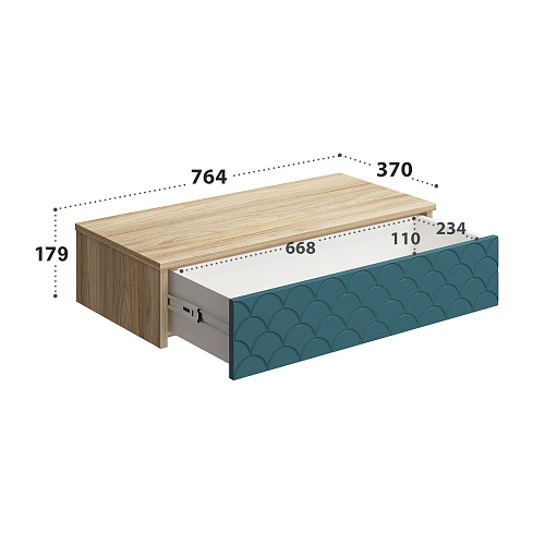 Тумба подвесная Велламо ВО-08 блэквуд ячменный/морская волна