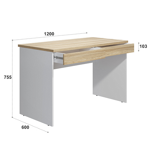 Стол письменный Скайлайт СЛ-20К блэквуд ячменный/белый