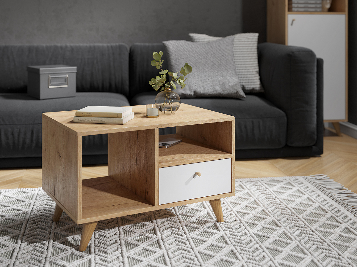 Стол журнальный Ирма ИР-30 дуб крафт/белый структурный