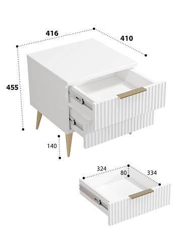 Тумба прикроватная Афина АФ-02 белый бриллиант/бланж