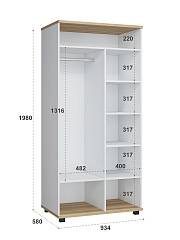 Шкаф платяной Скайлайт СЛ-6К блэквуд ячменный/белый/меренга