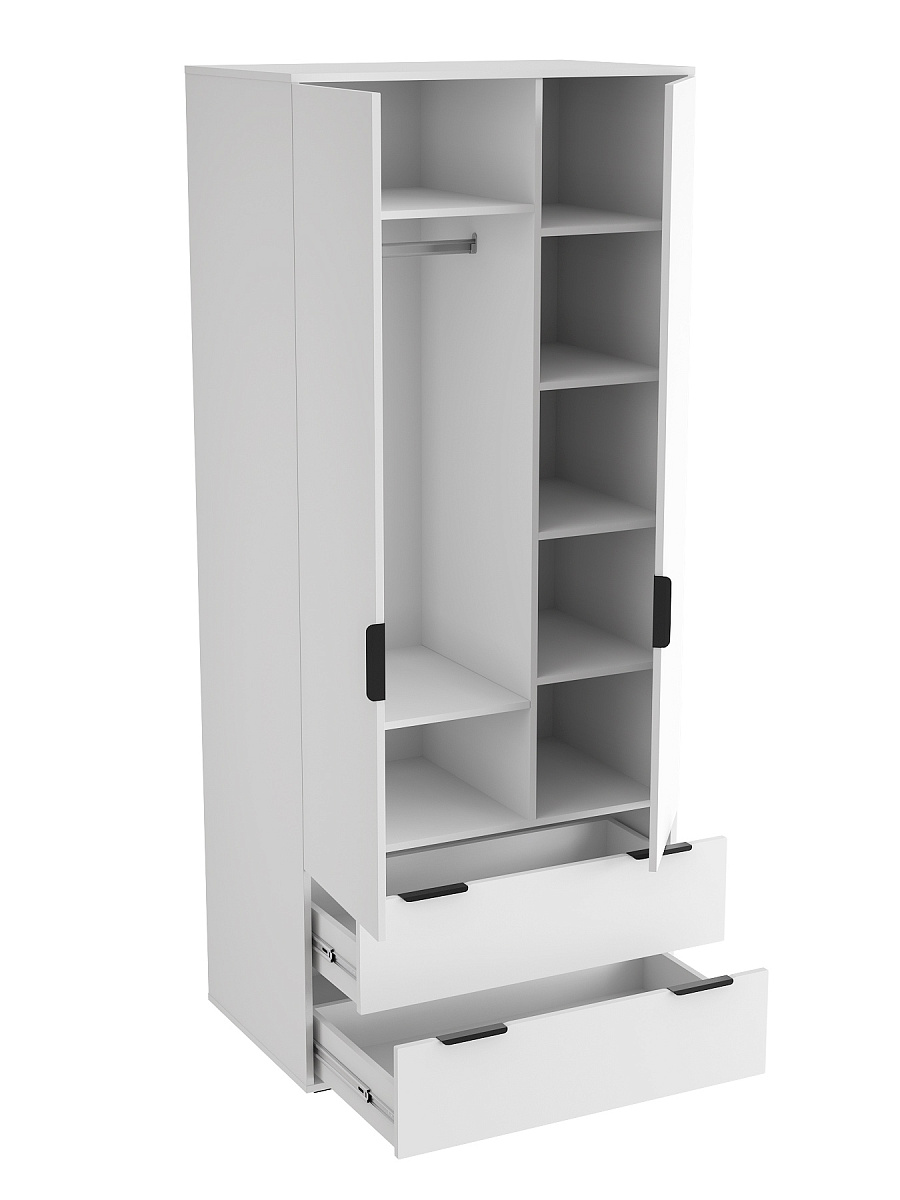 Шкаф платяной Оптима ОП-25 белый структурный/меренга