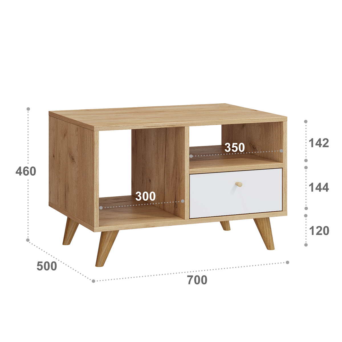 Стол журнальный Ирма ИР-30 дуб крафт/белый структурный
