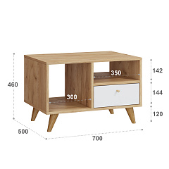 Стол журнальный Ирма ИР-30 дуб крафт/белый структурный