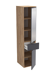 Пенал с зеркалом Оптима ОП-27 дуб крафт золотой/графит