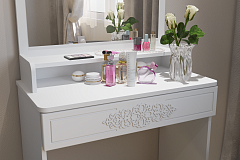 Туалетный столик с зеркалом Ассоль Лайт ТСН-1 белое дерево