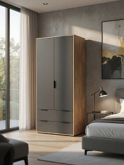 Шкаф платяной Оптима ОП-25 дуб крафт золотой/графит
