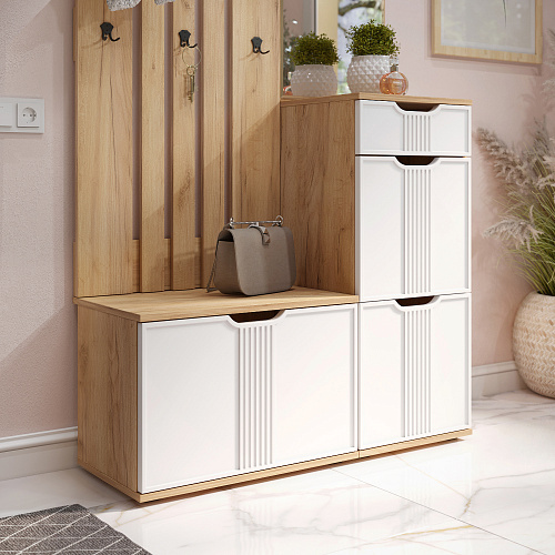 Тумба Эмилия ЭЛ-4 дуб крафт золотой/меренга