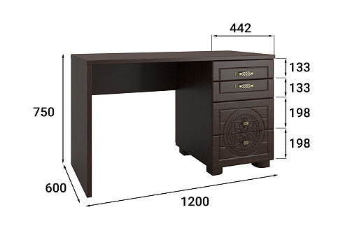 Стол письменный «Монблан» МБ-70К венге/орех шоколадный