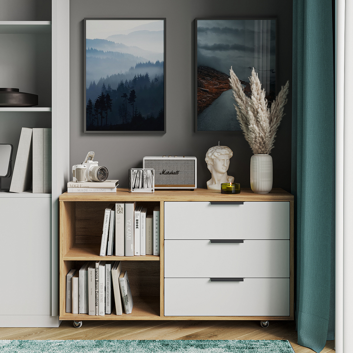 Тумба К-50 дуб крафт золотой/меренга