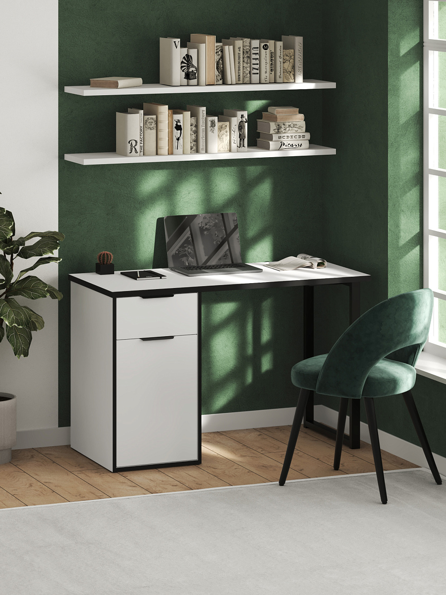 Стол С-408 белый структурный/меренга/черная кромка