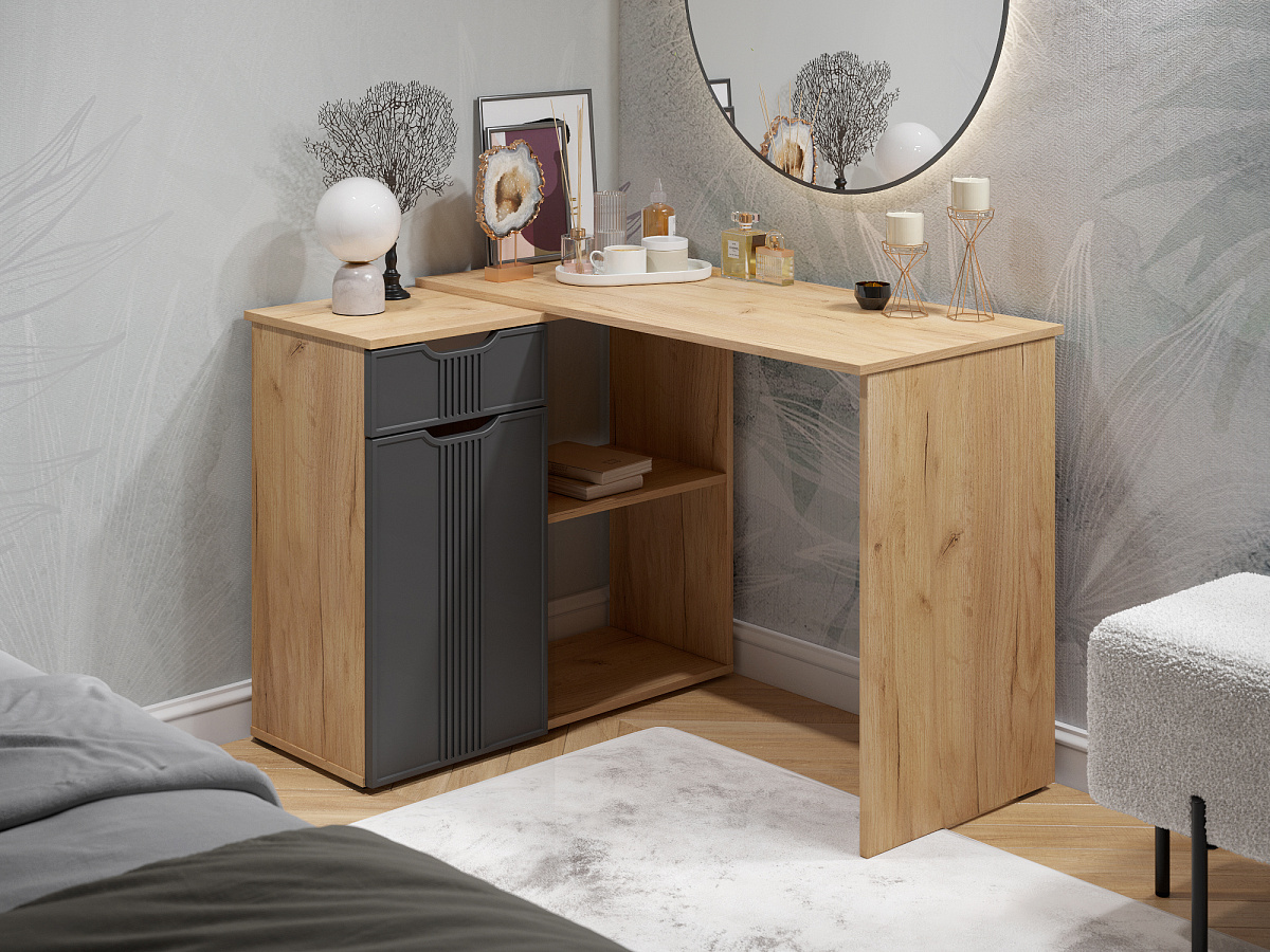 Стол угловой Эмилия ЭЛ-47 дуб крафт золотой/графит