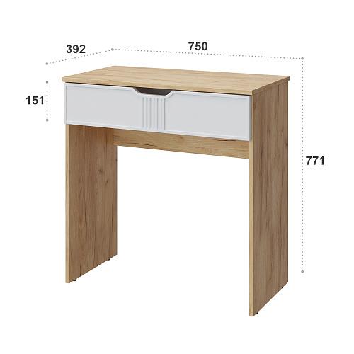 Комплект туалетный столик с зеркалом Эмилия ЭЛ-36-ЭЛ-24 дуб крафт золотой/меренга