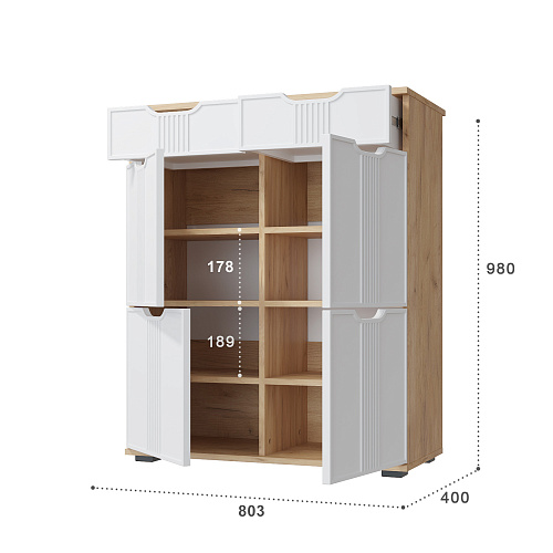Комод Эмилия ЭЛ-20 дуб крафт золотой/меренга
