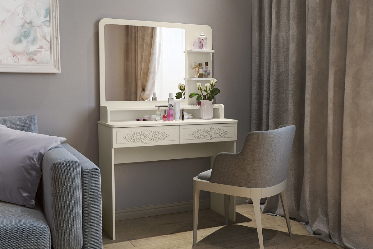 Полка с зеркалом ТН-3 ваниль