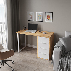 Стол С-410 дуб крафт золотой/меренга (1200х550 белая опора)