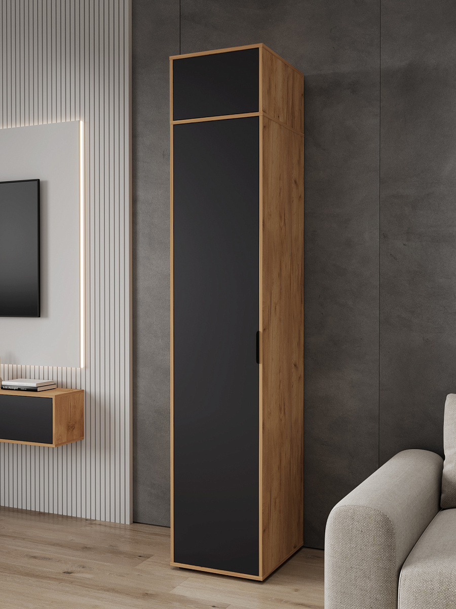 Шкаф-пенал с антресолью Оптима ОП-126 дуб крафт золотой/графит