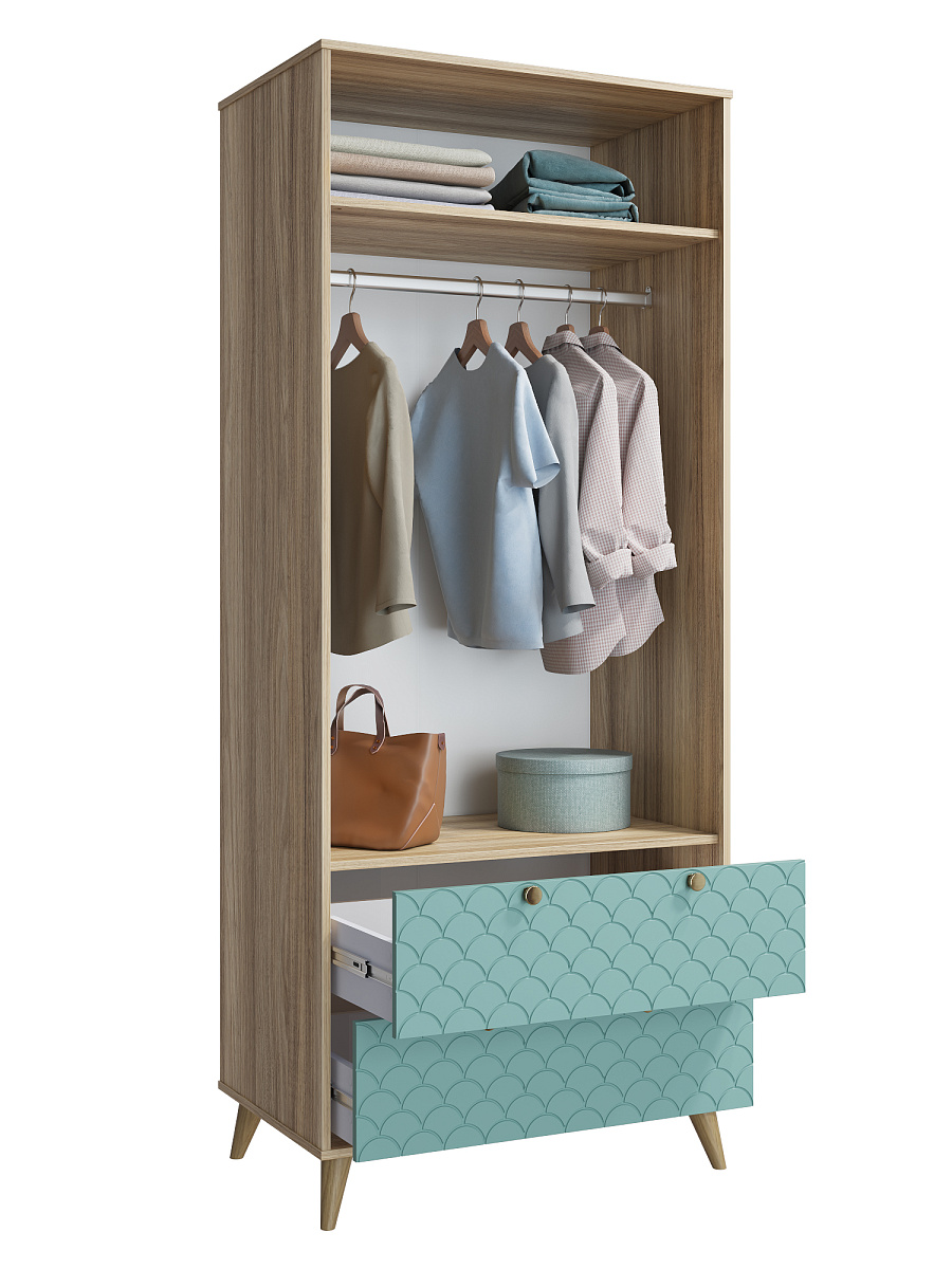 Шкаф Велламо ВО-07 блэквуд ячменный/бирюза